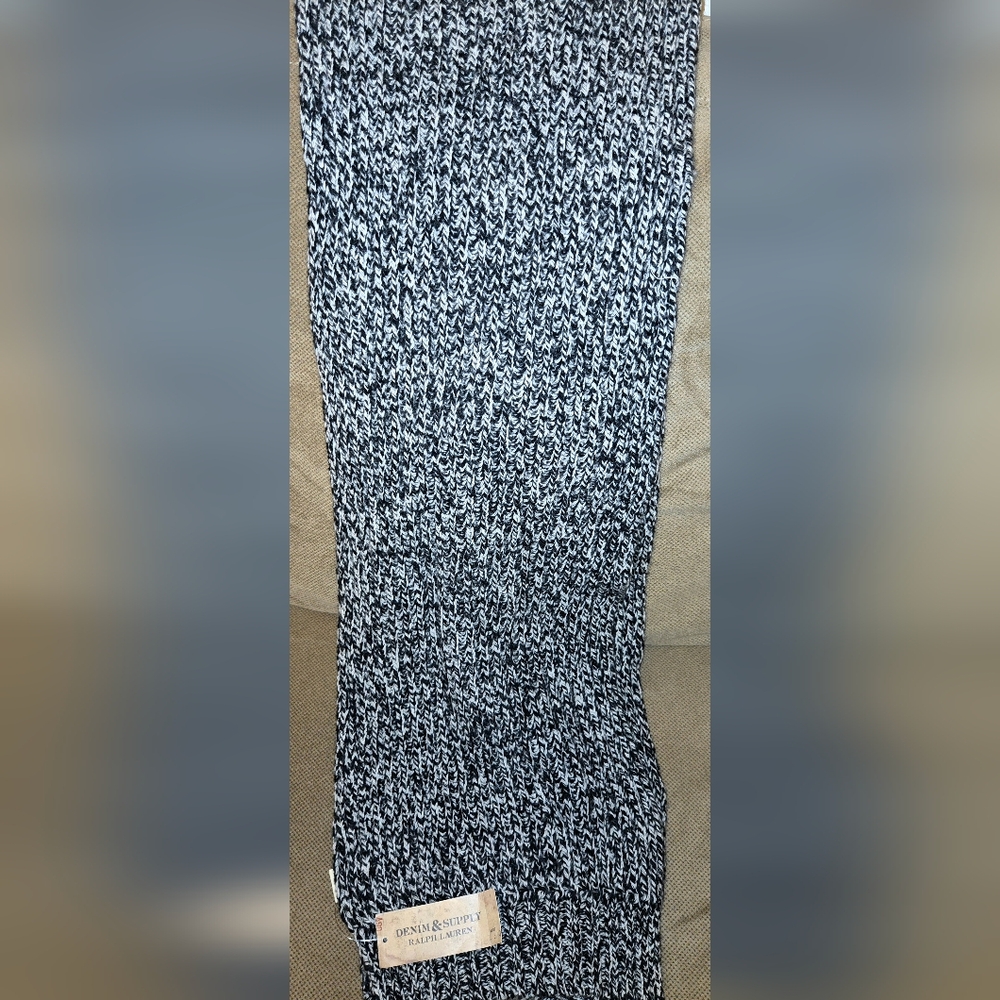 Navy/White Marled Knit Scarf